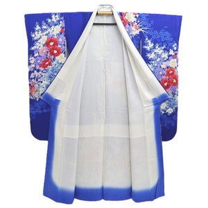 Furisode Blue Flower Silk #10546B3
