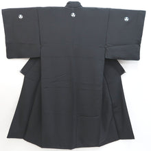 Load image into Gallery viewer, Men&#39;s Kimono Vintage(1950-1980) Black Montsuki Habutae Silk #9976C2
