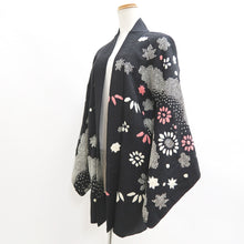 Load image into Gallery viewer, Haori Jacket Vintage(1950-1980) Black Shibori Botanical Silk #10936F1
