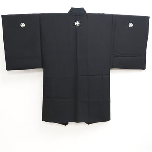 Men's Haori Vintage(1950-1980) Black Mt. Fuji Dragon Tiger Silk #10286E4