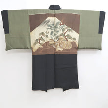 Load image into Gallery viewer, Men's Haori Vintage(1950-1980) Black Dragon Landscape Habutae Silk #10642C4
