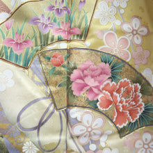 Load image into Gallery viewer, Furisode Light Yellow brown Plum blossom Branch Silk #9680J3
