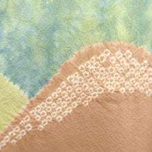 Load image into Gallery viewer, Haori Jacket Salmon Pale Yellow Pale Green Shibori Mountain Silk #10857E3
