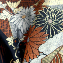 Load image into Gallery viewer, Haori Jacket Vintage(1950-1980) Black Gold Silver Chrysanthemum Plum blossom Silk #10996F4
