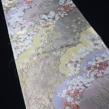 Load image into Gallery viewer, BB10060AD Silk Obi Fabric Cherry Blossom Gold Light Purple 50.8x11.0in(129x28cm)
