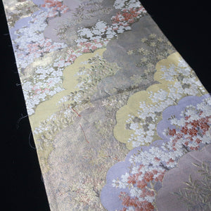 BB10060AD Silk Obi Fabric Cherry Blossom Gold Light Purple 50.8x11.0in(129x28cm)