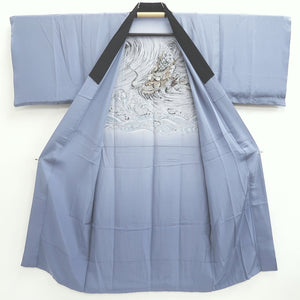Men's Juban Grayish Blue Dragon Wave Silk #10298E5