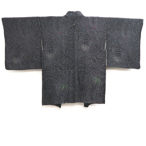 Haori Jacket Vintage(1950-1980) Black Silver Rangiku Silk #10190D5