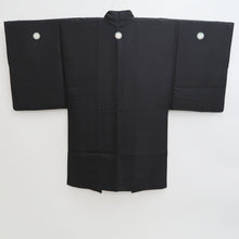 Load image into Gallery viewer, Men's Haori Vintage(1950-1980) Black Montsuki Habutae Ukiyoe Silk #10884E4
