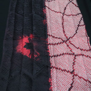 KK1392B7 Silk Kimono Fabric Vintage(1950-1980) Shibori Black 79.1x12.6in(201x32cm)