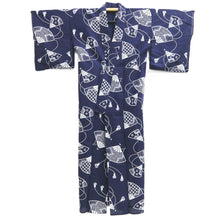 Load image into Gallery viewer, Yukata Navy White See-Through Cotton #10761D3
