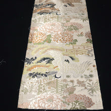 Load image into Gallery viewer, BB10040AC Silk Obi Fabric Vintage(1920-1950) Crane Birds Brown 72.8x11.4in(185x29cm)
