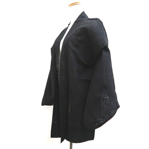 Haori Jacket Vintage(1950-1980) Black Silver See-Through Ryusui Silk #10221E2