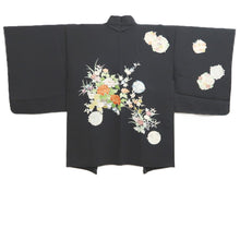 Load image into Gallery viewer, Haori Jacket Black Flower Silk #10817E1
