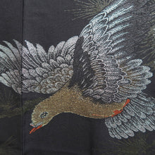 Load image into Gallery viewer, Haori Jacket Vintage(1950-1980) Black Silver Gold Pigeon Silk #10085D1
