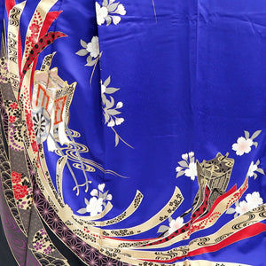 Furisode Blue Gold Sakura Tall Silk #9690J4