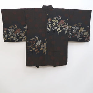 Haori Jacket Vintage(1950-1980) Black Chrysanthemum Silk #10115D2