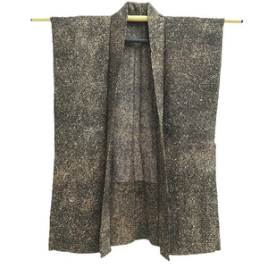 Men's Haori Vintage(1950-1980) Dark Brown Jinbaori Silk #10431A3