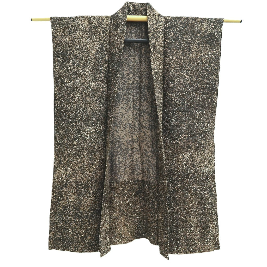Men's Haori Vintage(1950-1980) Dark Brown Jinbaori Silk #10431A3