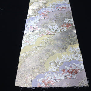 BB10060AD Silk Obi Fabric Cherry Blossom Gold Light Purple 50.8x11.0in(129x28cm)