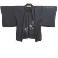 Load image into Gallery viewer, Haori Jacket Black Red Sheer Maple Leaf Silk #10908E5
