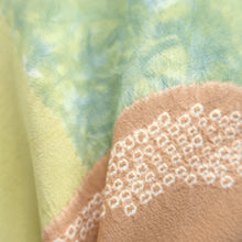 Load image into Gallery viewer, Haori Jacket Salmon Pale Yellow Pale Green Shibori Mountain Silk #10857E3
