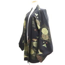 Load image into Gallery viewer, Haori Jacket Black Gold Chrysanthemum Silk #10997F4
