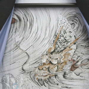 Men's Juban Grayish Blue Dragon Wave Silk #10298E5