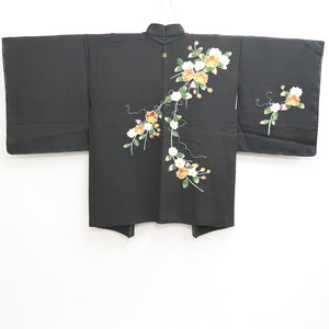 Haori Jacket Vintage(1950-1980) Grayish Black Flower Branch Silk #9732A2