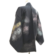 Load image into Gallery viewer, Haori Jacket Vintage(1950-1980) Black Silver Chrysanthemum Silk #9773A4

