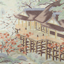Load image into Gallery viewer, Fukuro Obi Beige Gold Kyoto Kiyomizudera Silk BB266V5
