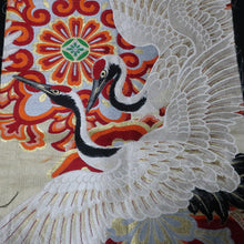 Load image into Gallery viewer, BB10110AG Silk Obi Fabric Vintage(Pre-1920) Crane Birds White 76.8x11.0in(195x28cm)

