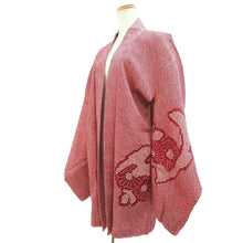 Load image into Gallery viewer, Haori Jacket Red Full Shibori Peony Silk #10707D2
