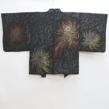 Load image into Gallery viewer, Haori Jacket Vintage(1950-1980) Black Silver Gold Chrysanthemum Rangiku Silk #10100D2
