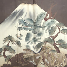Load image into Gallery viewer, Men's Haori Vintage(1950-1980) Black Dragon Landscape Habutae Silk #10642C4
