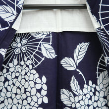 Load image into Gallery viewer, Yukata Vintage(1950-1980) Navy Bangasa Umbrella Cotton #10350F3
