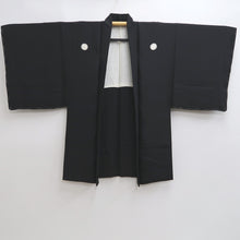 Load image into Gallery viewer, Men&#39;s Haori Vintage(1950-1980) Black Habutae Silk #9984C2
