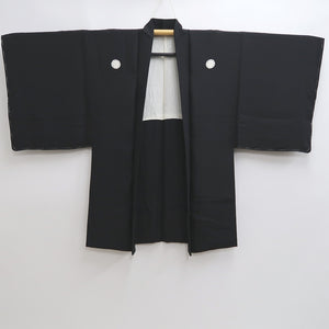 Men's Haori Vintage(1950-1980) Black Habutae Silk #9984C2