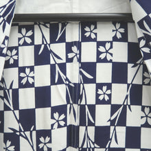 Load image into Gallery viewer, Yukata Vintage(1950-1980) White Navy Cherry Blossom Sakura Cotton #11101B1

