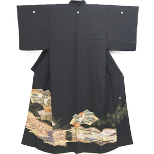 Tomesode Black Gold Crane Birds Pine Tree Tall Silk #10395F5