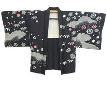 Load image into Gallery viewer, Haori Jacket Vintage(1950-1980) Black Shibori Botanical Silk #10936F1
