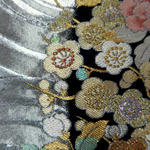 Fukuro Obi Silver Gold Bird Peony Ryusui Silk BB345W1