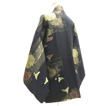 Load image into Gallery viewer, Haori Jacket Black Gold Chrysanthemum Silk #10997F4
