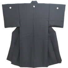 Load image into Gallery viewer, Men&#39;s Kimono Vintage(1950-1980) Black Montsuki Silk #10468A5
