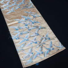Load image into Gallery viewer, BB10009AB Silk Obi Fabric Crane Birds Gold 53.9x10.2in(137x26cm)
