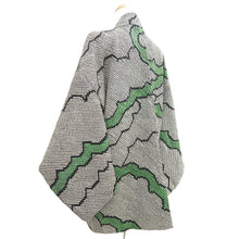 Load image into Gallery viewer, Haori Jacket Vintage(1950-1980) Black Green Full Shibori Cloud Silk #10957F2
