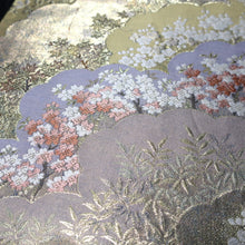 Load image into Gallery viewer, BB10060AD Silk Obi Fabric Cherry Blossom Gold Light Purple 50.8x11.0in(129x28cm)
