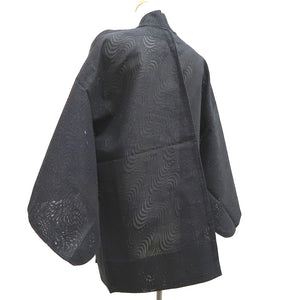 Haori Jacket Vintage(1950-1980) Black Silver See-Through Ryusui Silk #10221E2