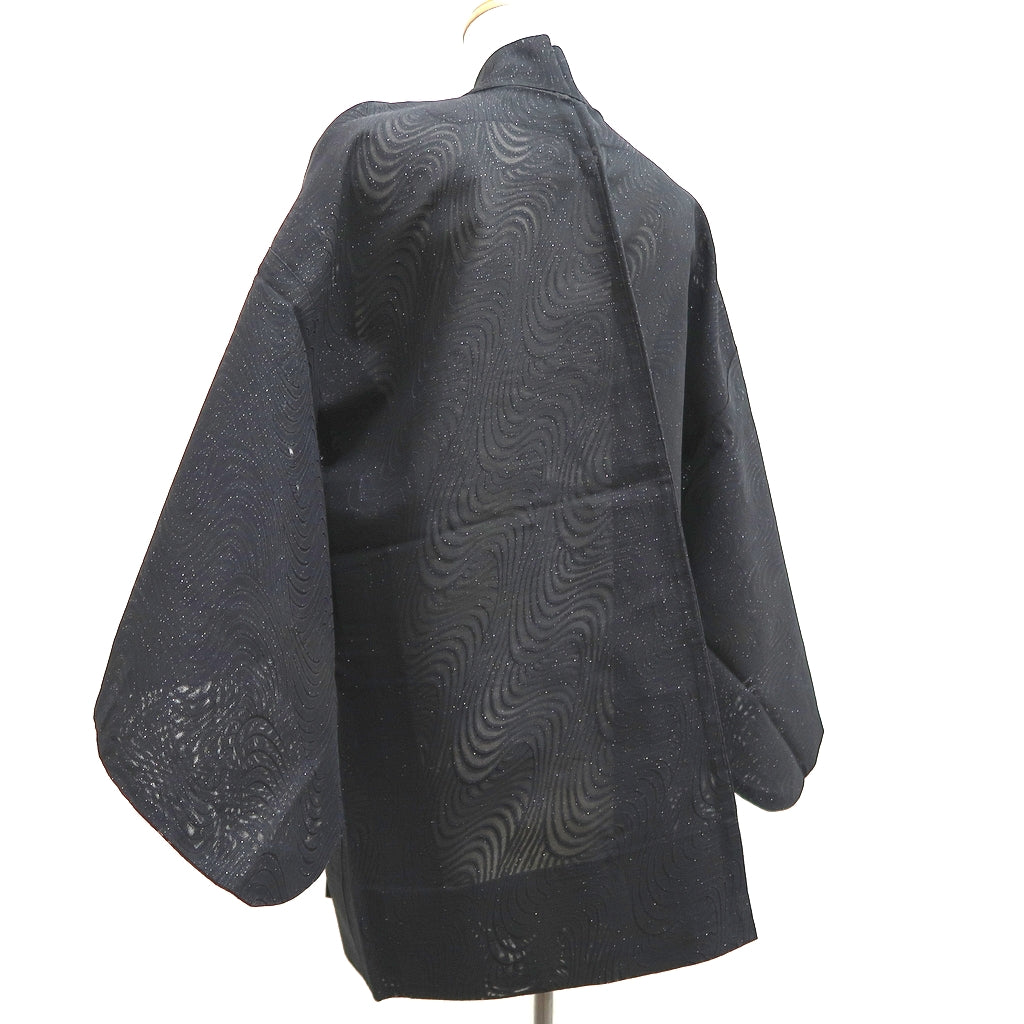 Haori Jacket Vintage(1950-1980) Black Silver See-Through Ryusui Silk #10221E2