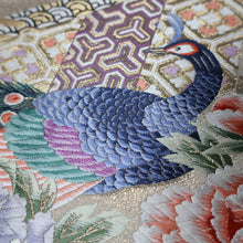 Load image into Gallery viewer, BB10030AC Silk Obi Fabric Peacock Gold 50.0x11.0in(127x28cm)
